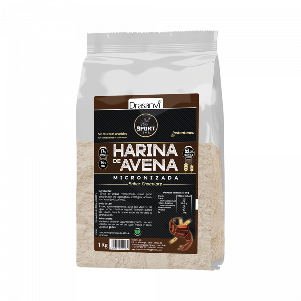 Harina de Avena Sabor Chocolate 1 Kg Sport Live Drasanvi