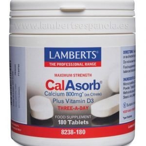 CalAsorb®, Calcio 800 mg como Citrato y Vitamina D3 180 tabletas – 180 Tabletas