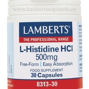 L-Histidina HCI 500 mg. En forma libre. Aminoácido no esencial – 30 Cápsulas