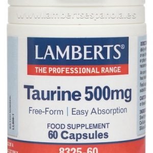 Taurina 500 mg. Forma libre. Aminoácido no esencial – 60 Cápsulas