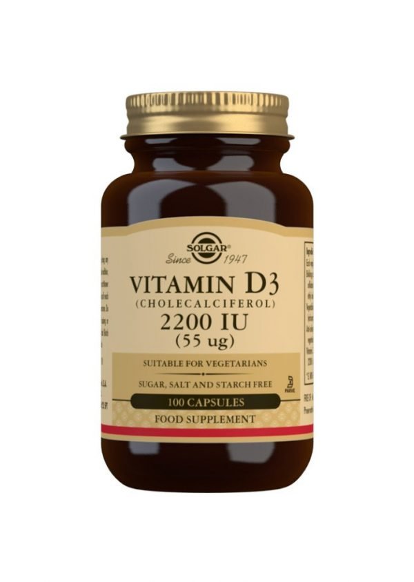 Vitamina D3 2200 UI (55 μg) (Colecalciferol) - 100 Cápsulas vegetales
