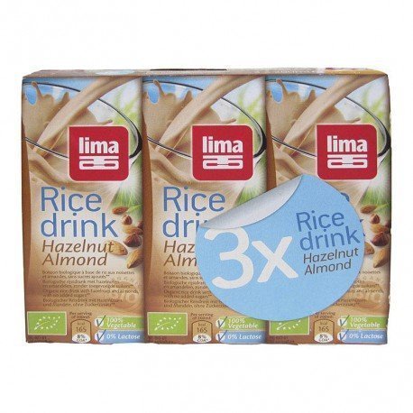 Bebida de arroz con avellana y almendra Lima 3 x 200 ml