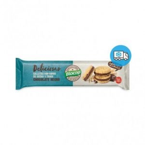 Galeta deliciosas con copos de avena y trigo rellena de choco negro Biocop 150g