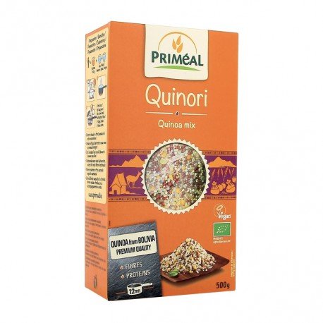 Quinori quinoa real blanca roja arroz integral garbanzo sésamo Priméal 500 g